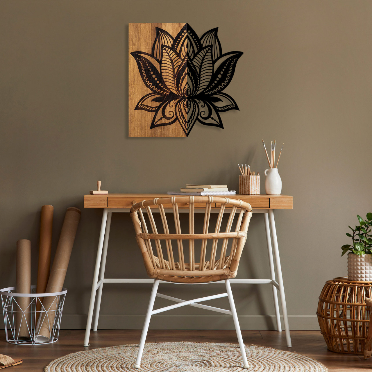 Poze Accesoriu decorativ de perete din lemn Lotus 10