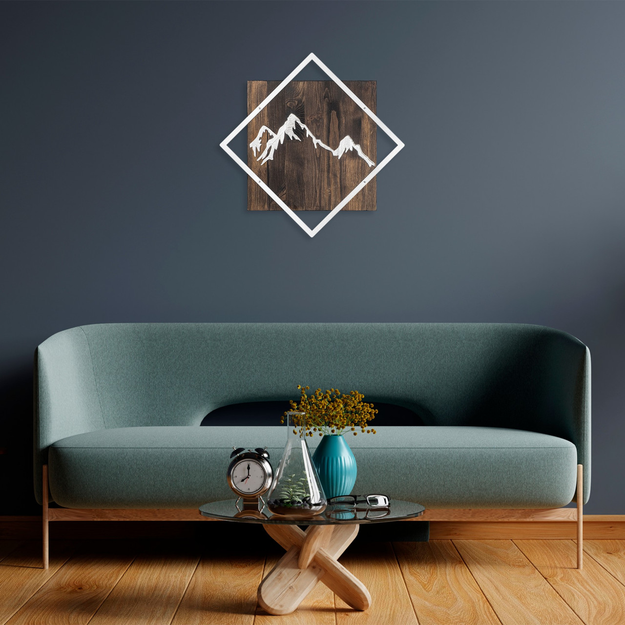 Poze Accesoriu decorativ de perete din lemn Mountain argintiu