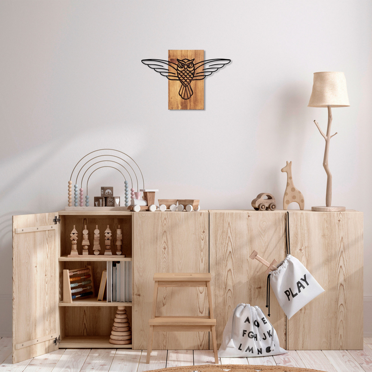 Poze Accesoriu decorativ de perete din lemn Owl - 337