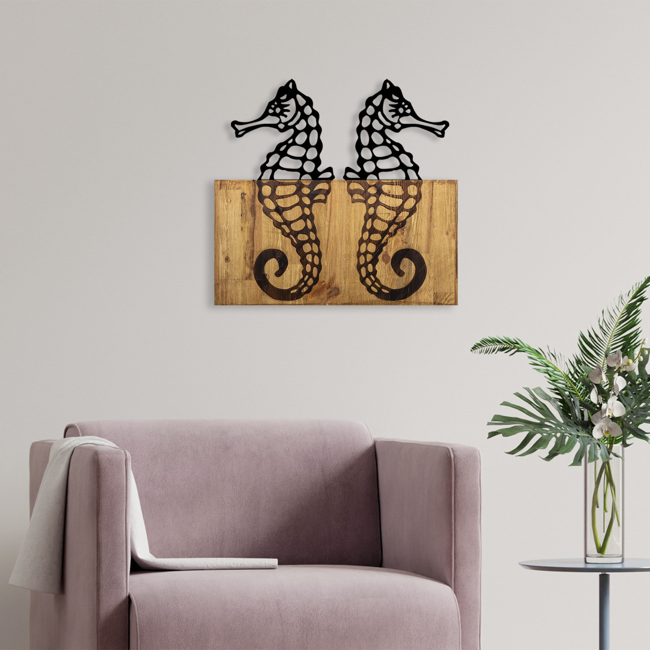 Poze Accesoriu decorativ de perete din lemn Seahorse