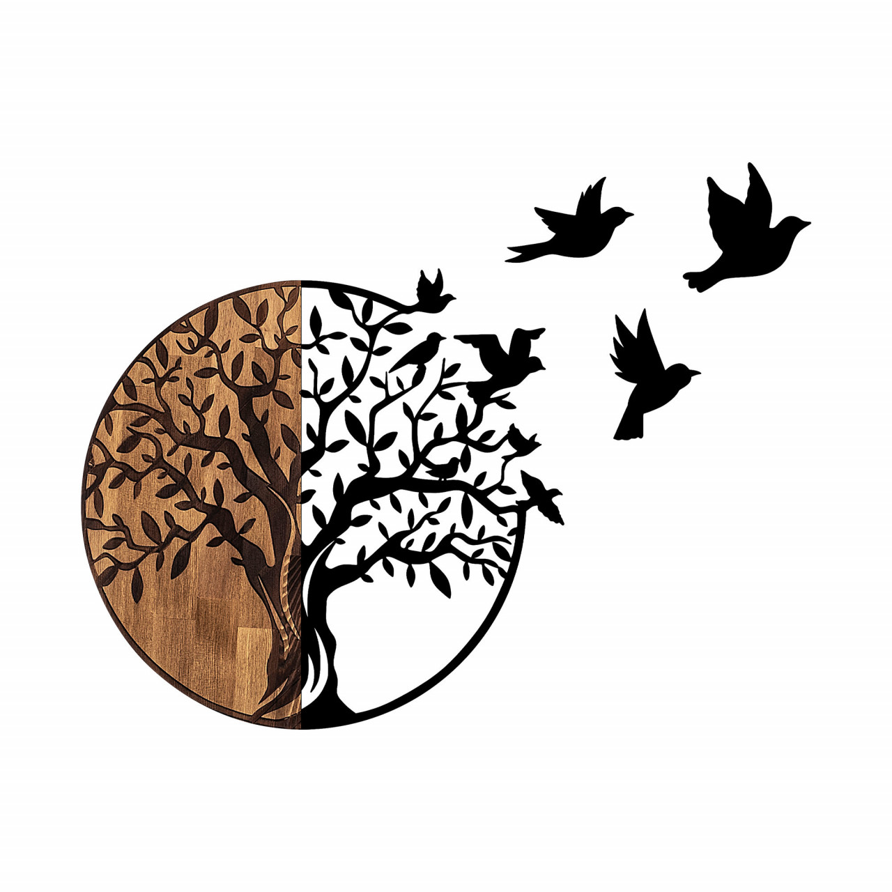 Poze Accesoriu decorativ de perete din lemn Tree And Birds - 322
