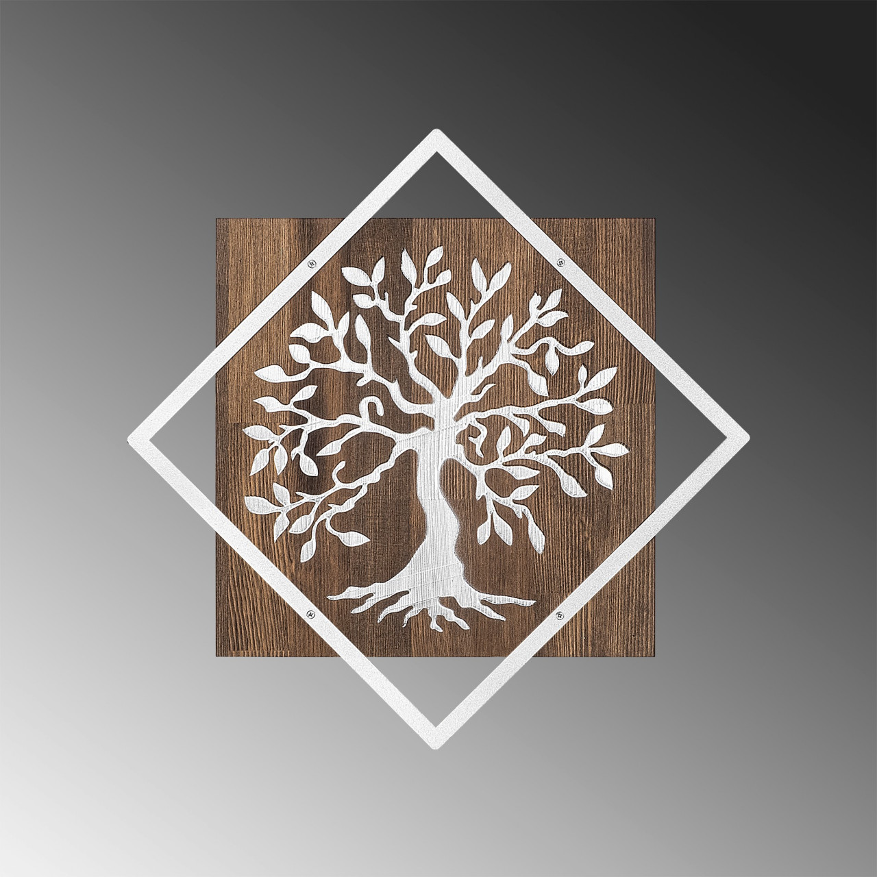 Poze Accesoriu decorativ de perete din lemn Tree v2 argintiu