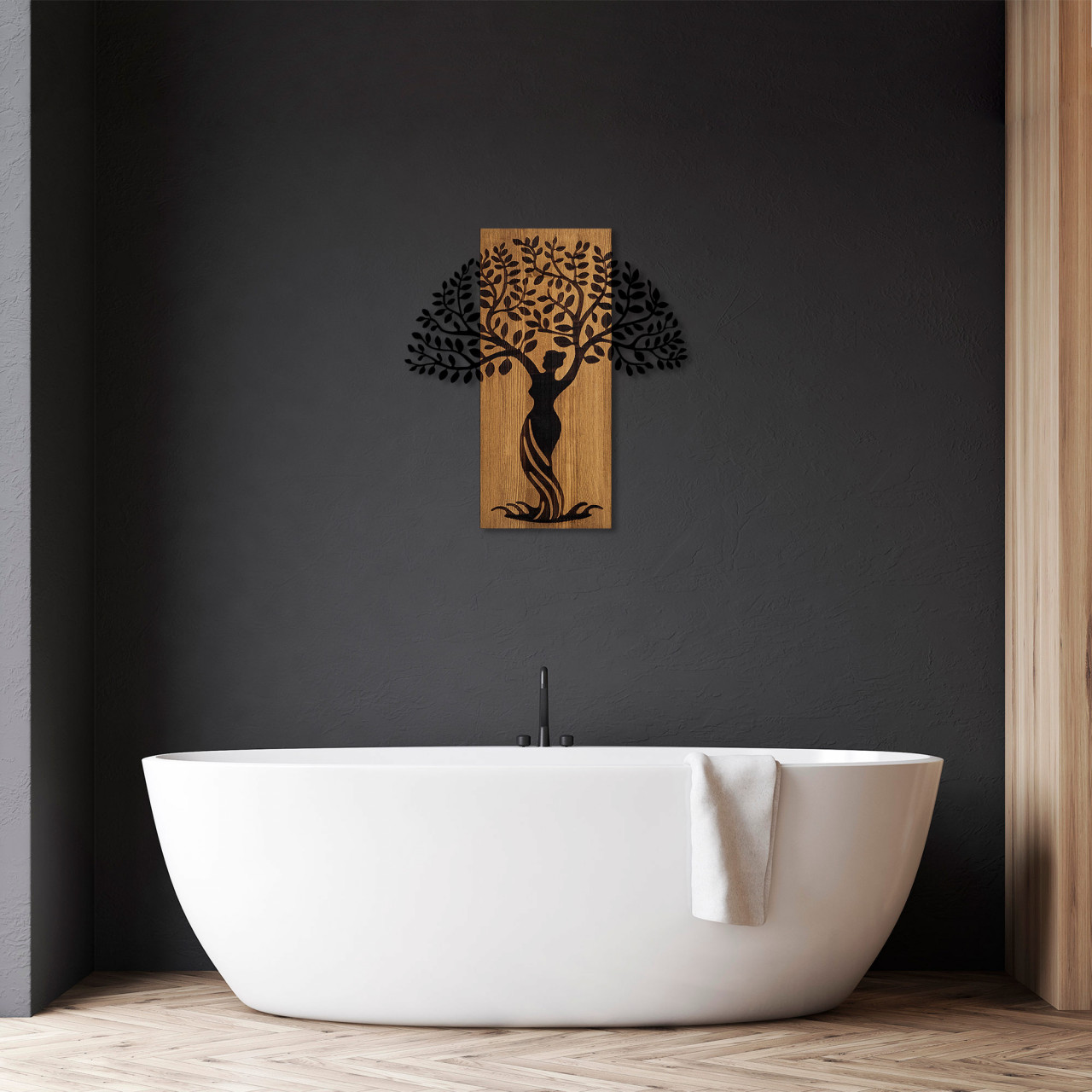 Poze Accesoriu decorativ de perete din lemn Woman tree 3