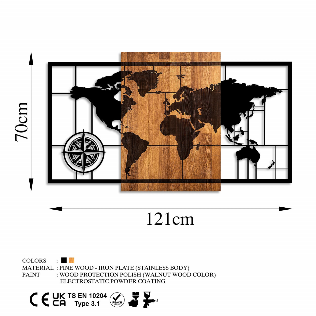 Poze Accesoriu decorativ de perete din lemn World Map 1-L