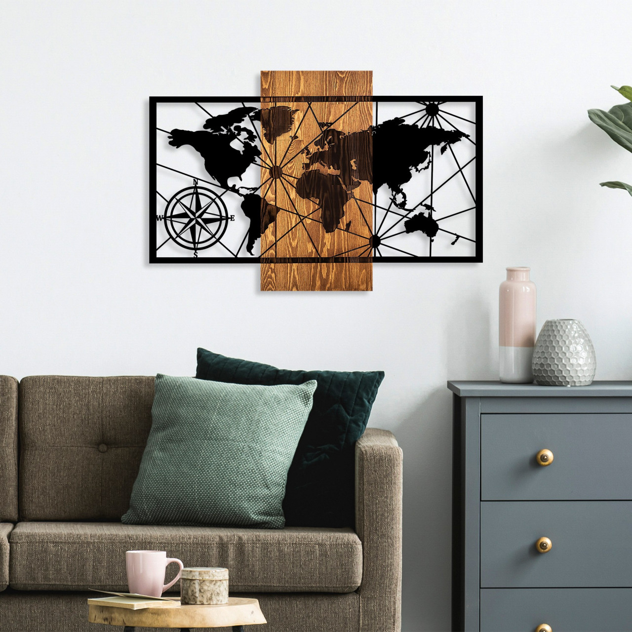 Poze Accesoriu decorativ de perete din lemn World map 3-M