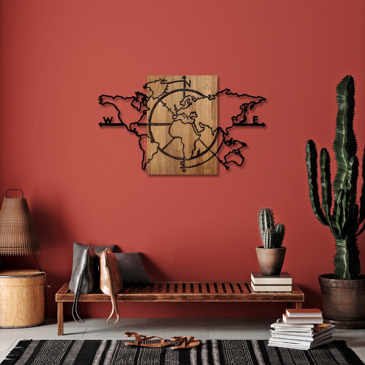 Poze Accesoriu decorativ de perete din lemn World Map - 324