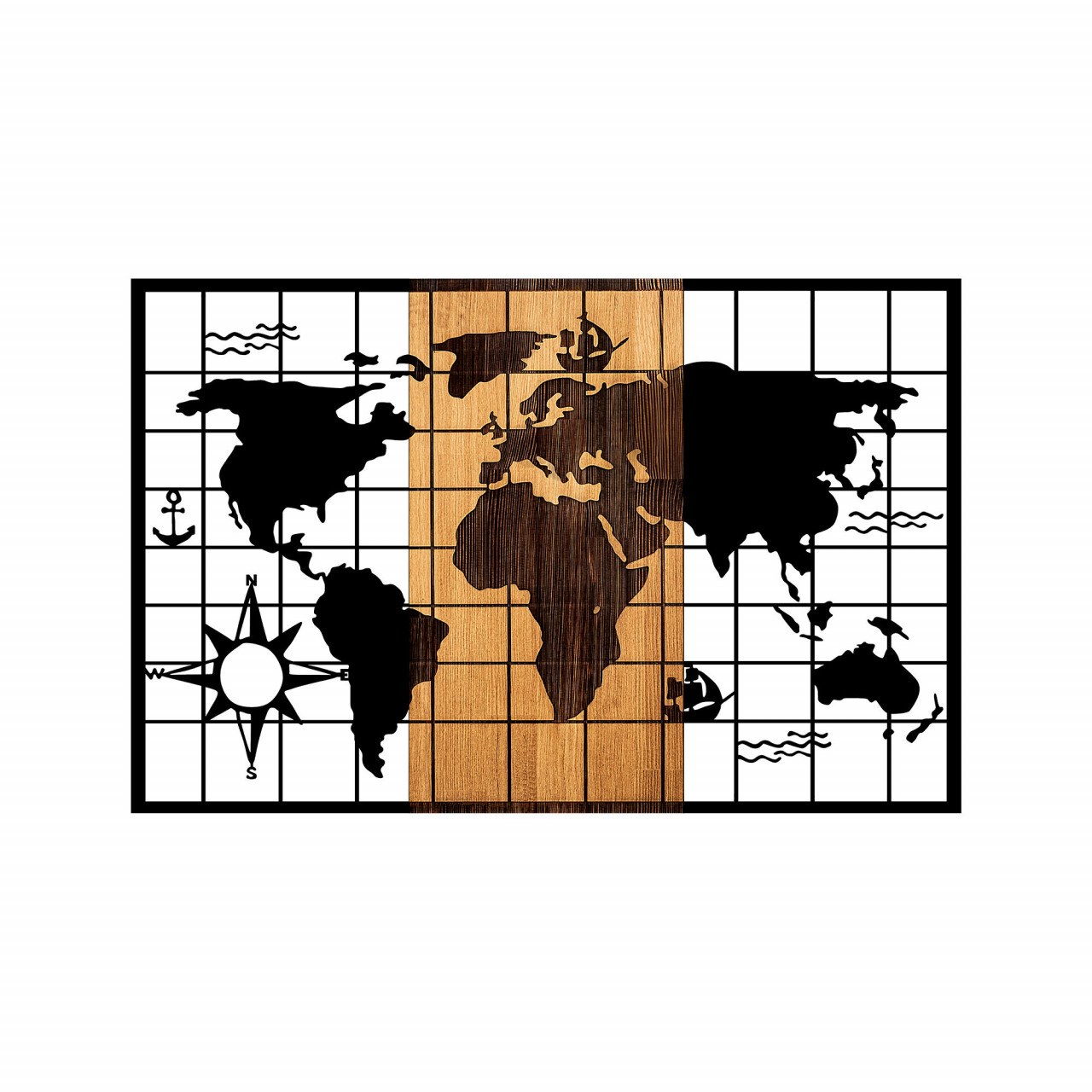 Poze Accesoriu decorativ de perete din lemn World Map - 325