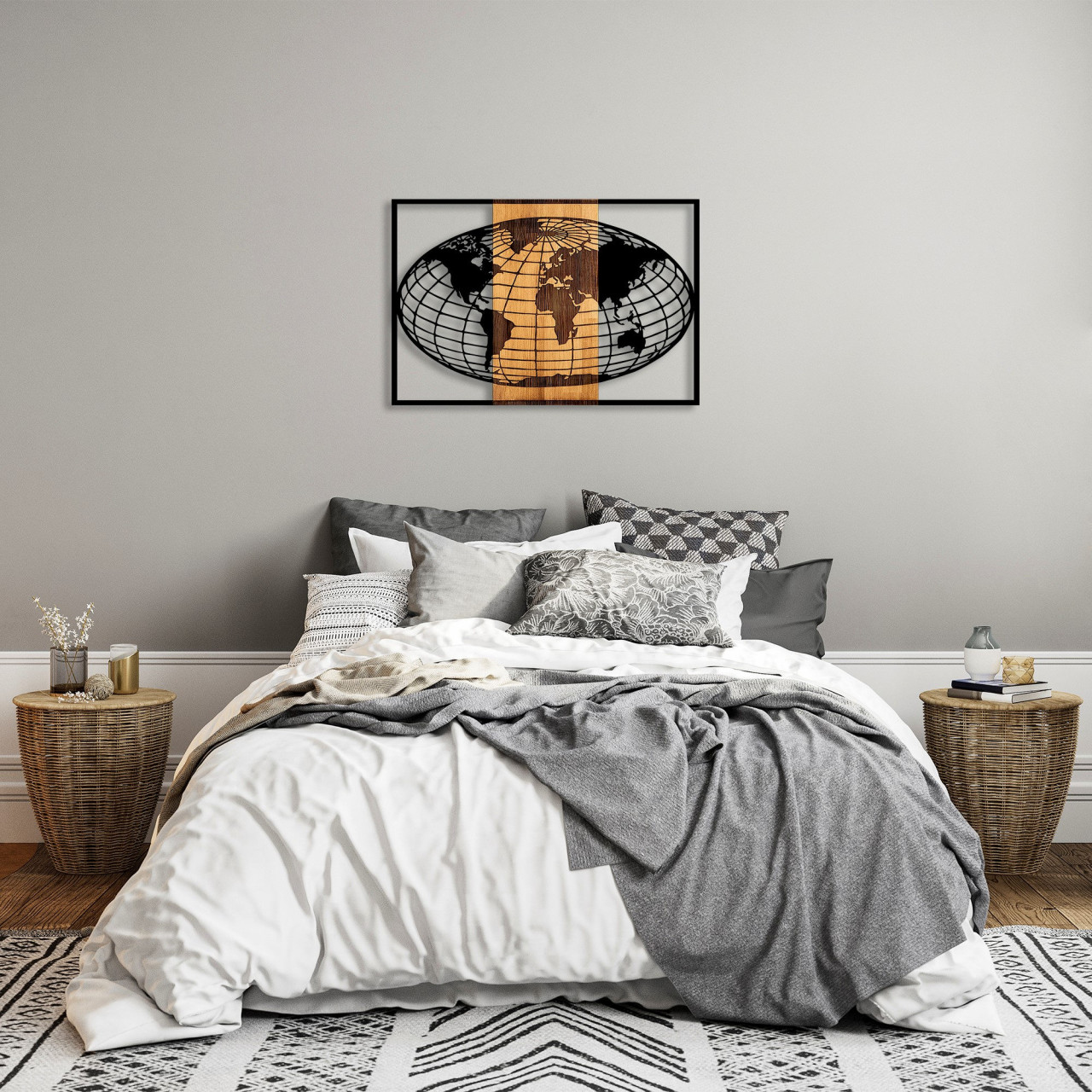 Poze Accesoriu decorativ de perete din lemn World Map - 326