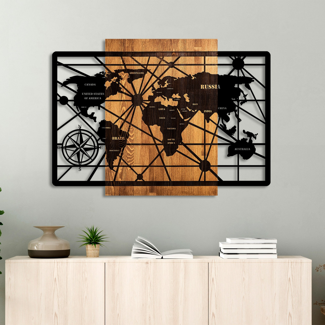 Poze Accesoriu decorativ de perete din lemn World Map 6-L