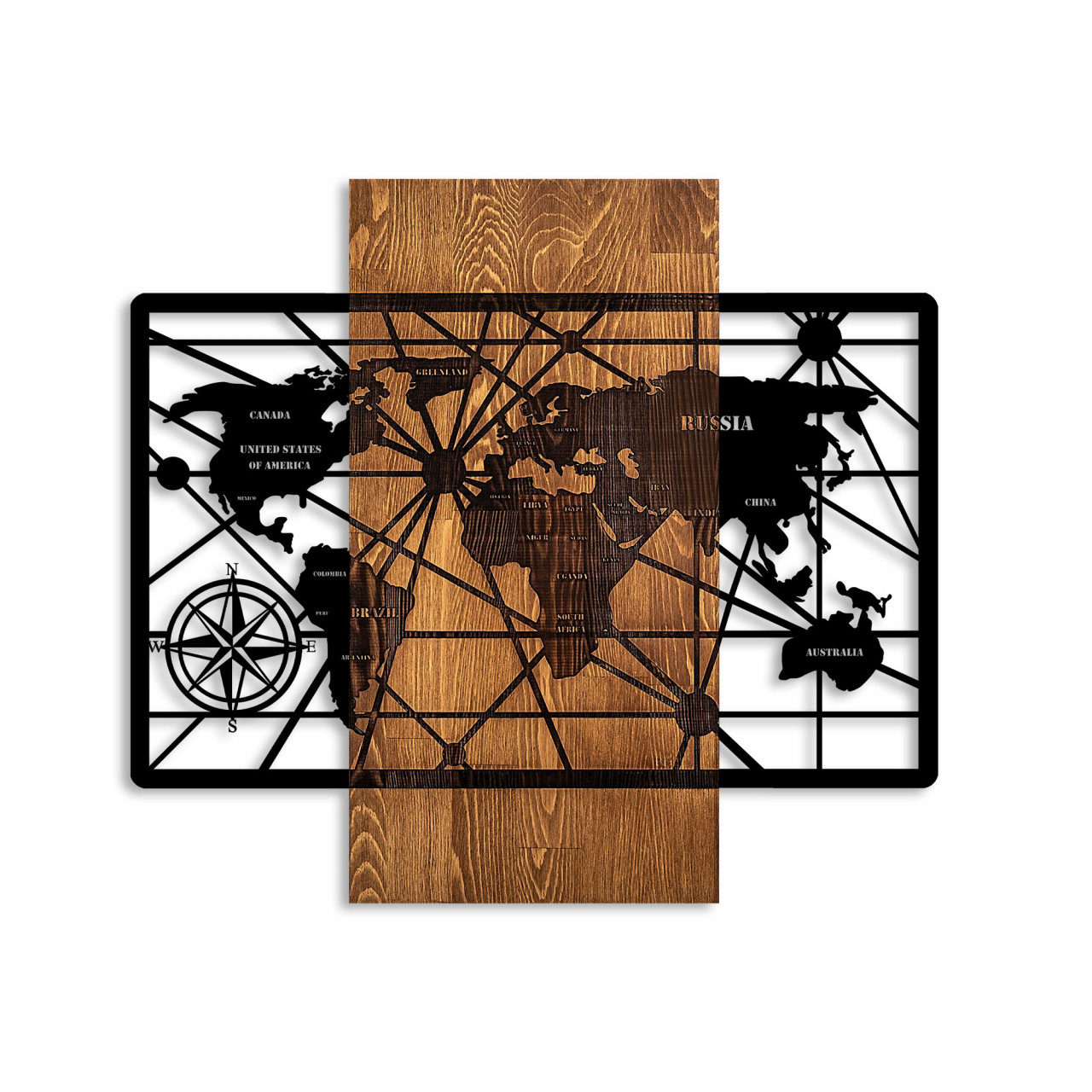 Poze Accesoriu decorativ de perete din lemn World Map 6-M