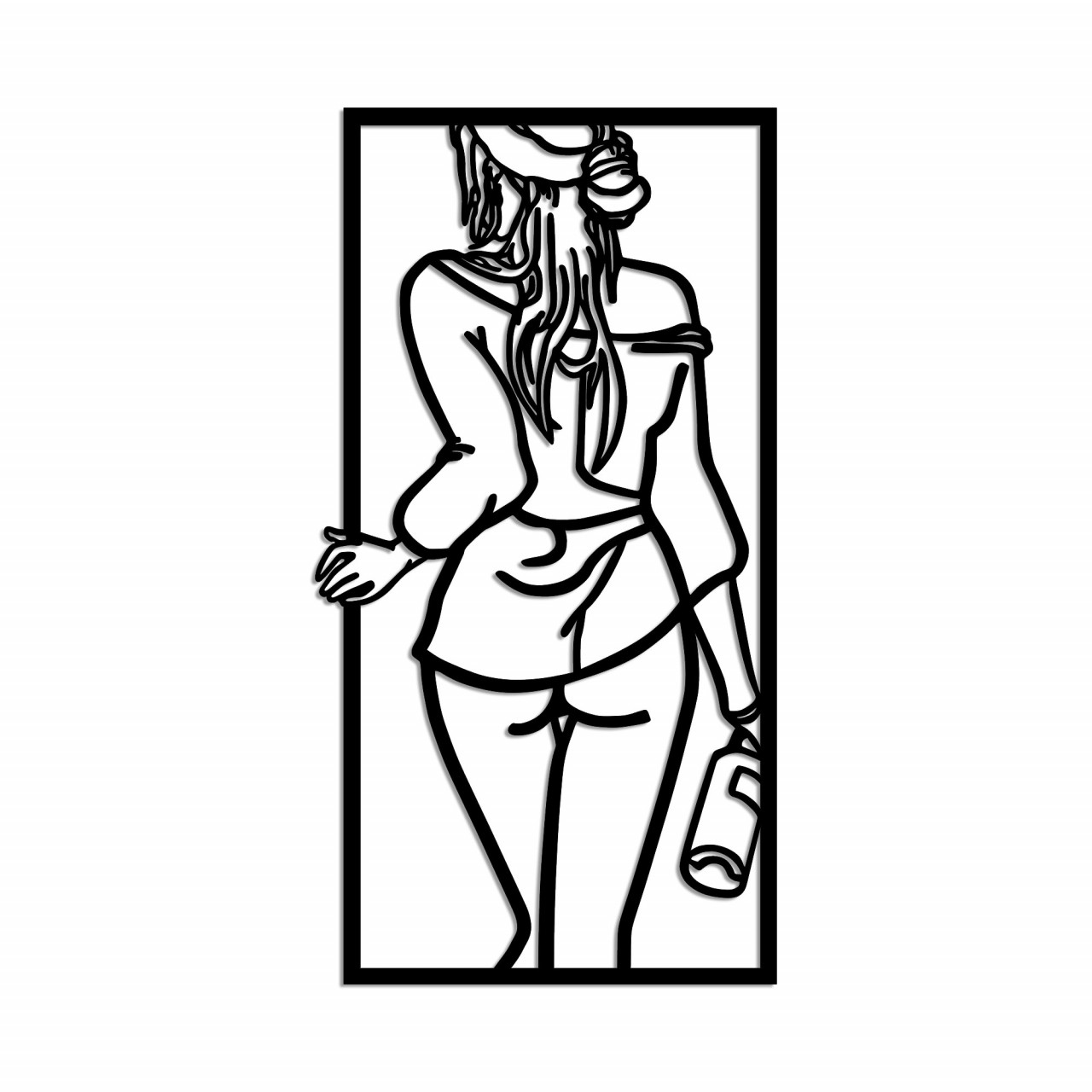 Poze Accesoriu decorativ de perete metalic Back Woman With Wine Glass