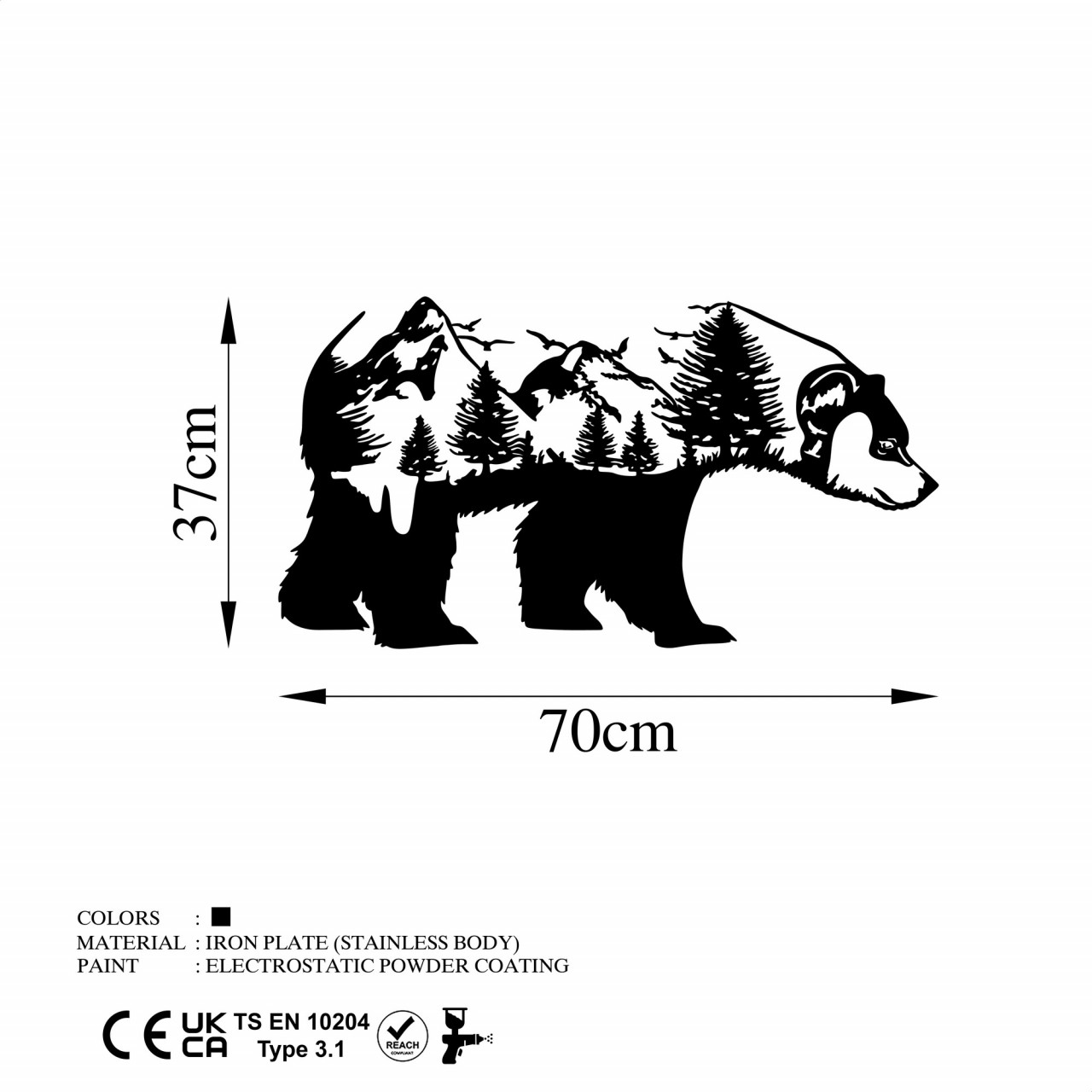 Poze Accesoriu decorativ de perete metalic Bear of the forest