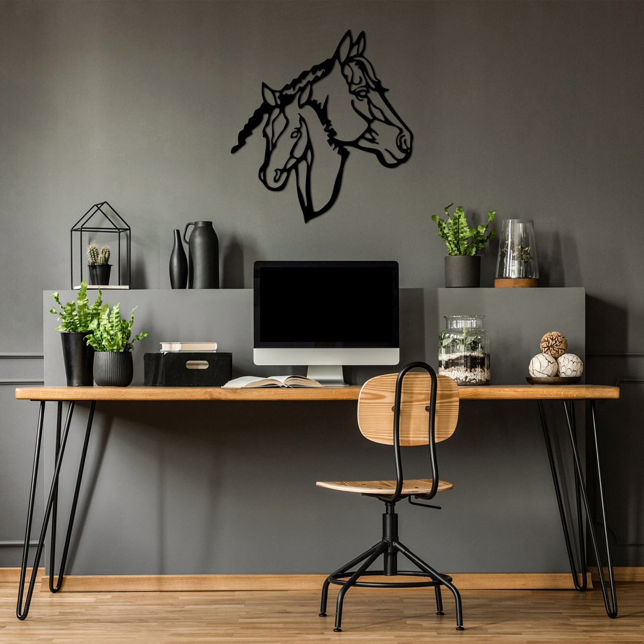 Poze Accesoriu decorativ de perete metalic Horses