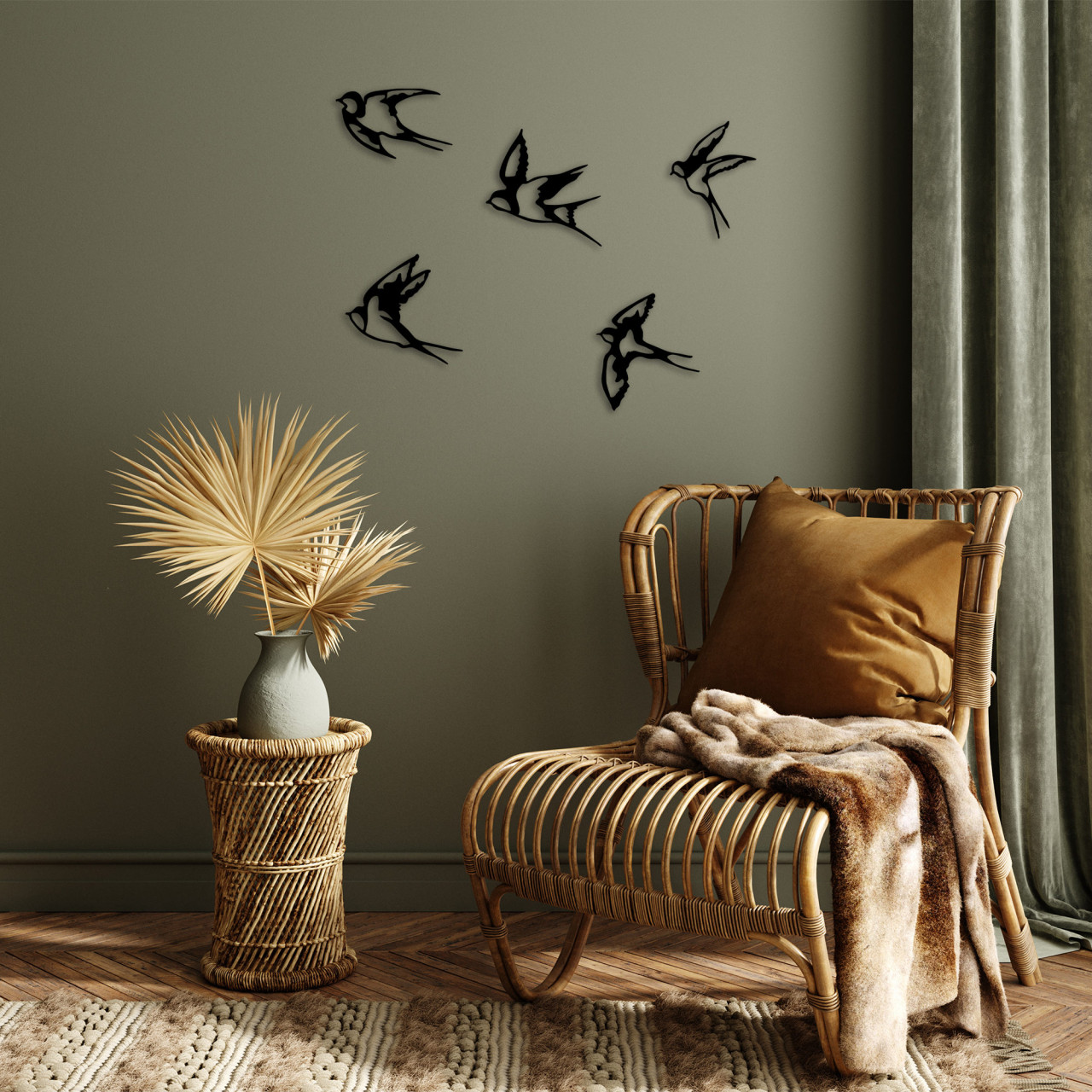 Poze Accesoriu decorativ de perete metalic Swallows - 303