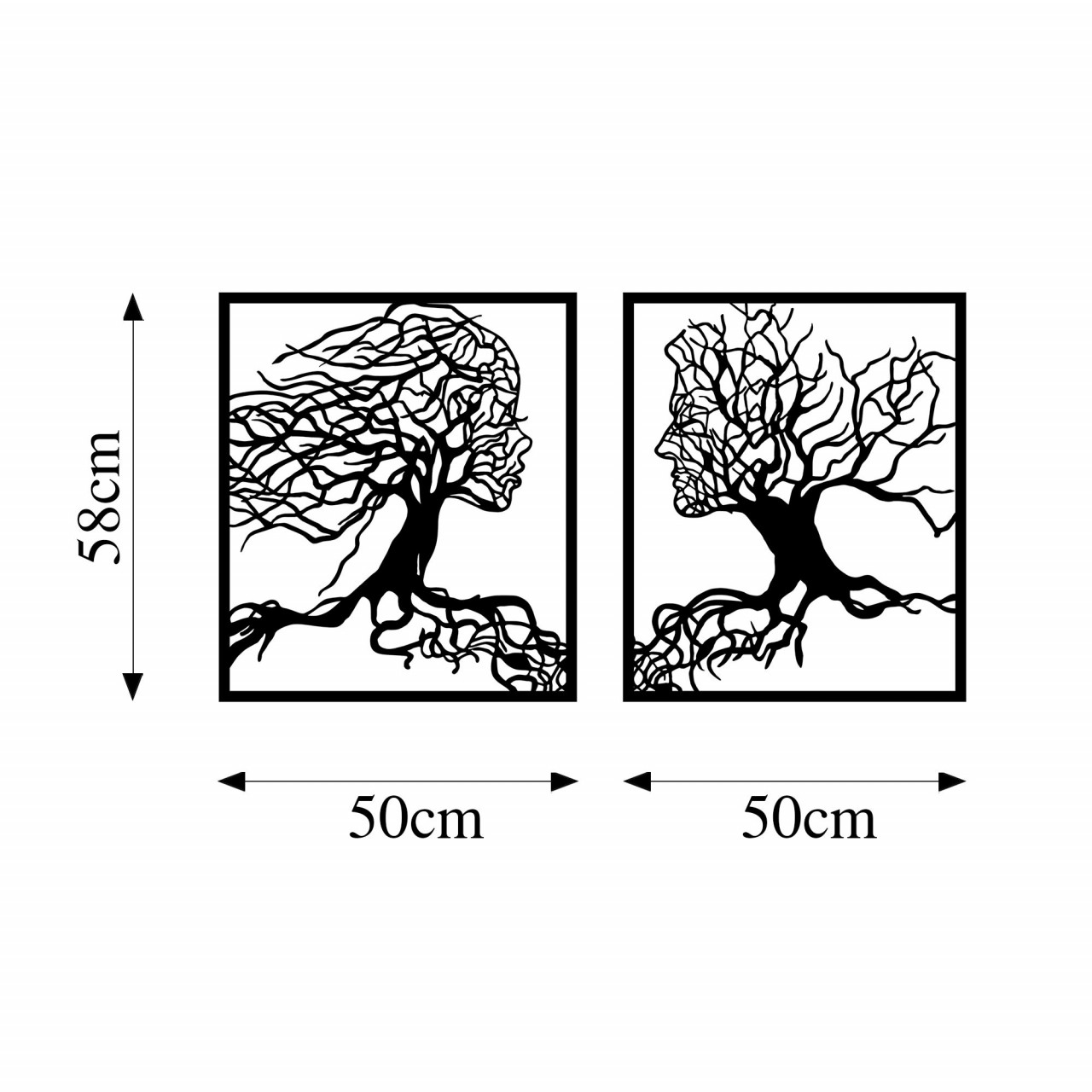 Poze Accesoriu decorativ de perete metalic Tree Man And Woman - 324
