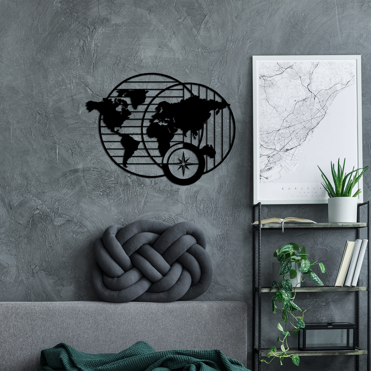 Poze Accesoriu decorativ de perete metalic World Map - 480