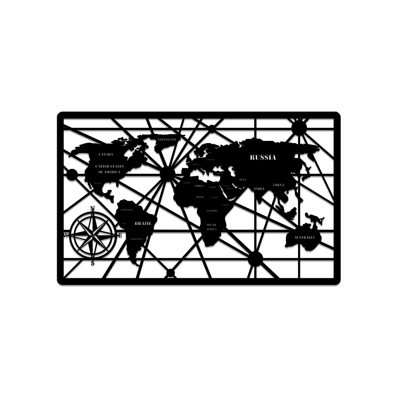 Poze Accesoriu decorativ de perete metalic World Map 7-M