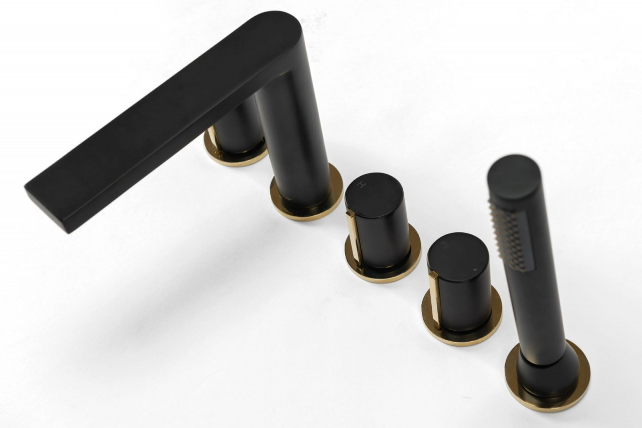 Poze Baterie pentru cadă Icon negru mat cu dus inclus