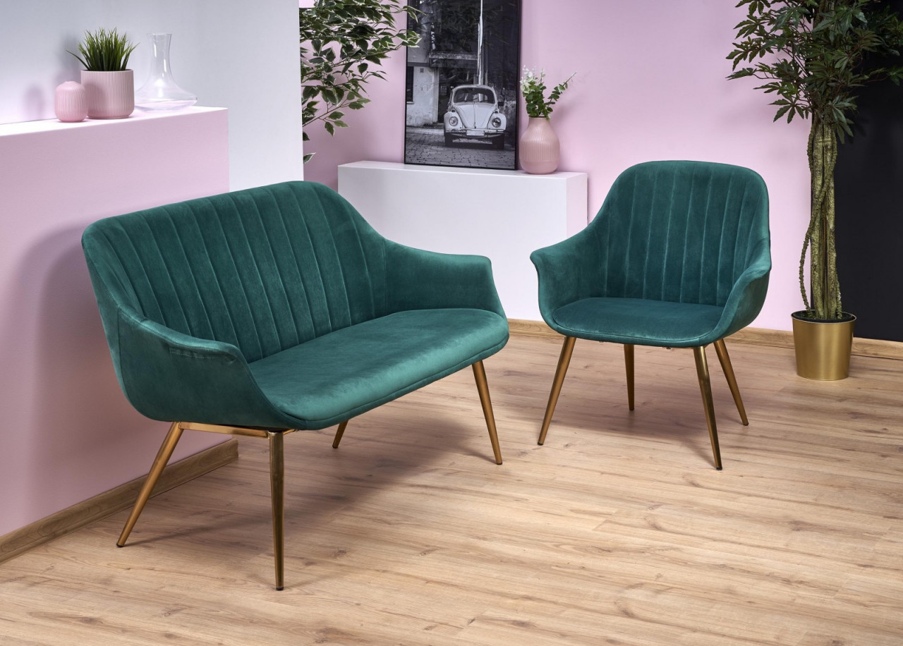 Poze Canapea catifea Elegance 2 XL verde - H 78 cm