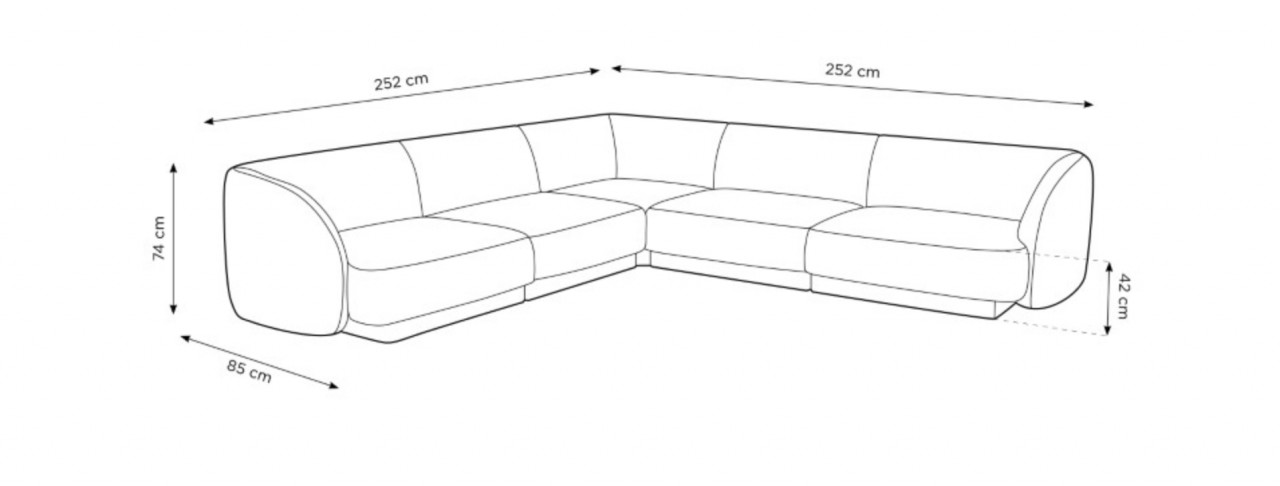 Poze Coltar 5 locuri velvet Tulum