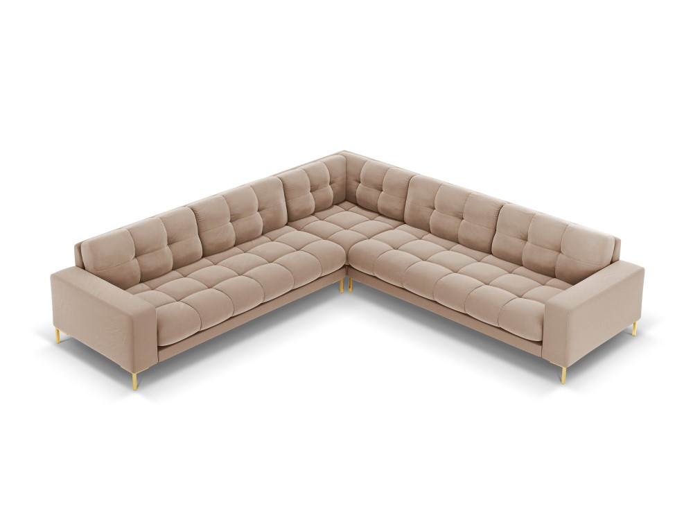 Poze Coltar 6 locuri Bali velvet/picioare gold – L256 x l256 x h75