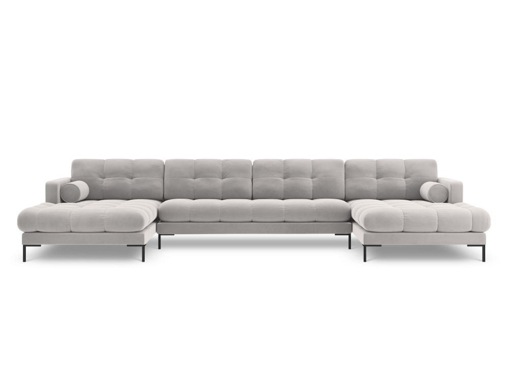 Poze Coltar 7 locuri Bali velvet/picioare negre - L383 x l185 x h75
