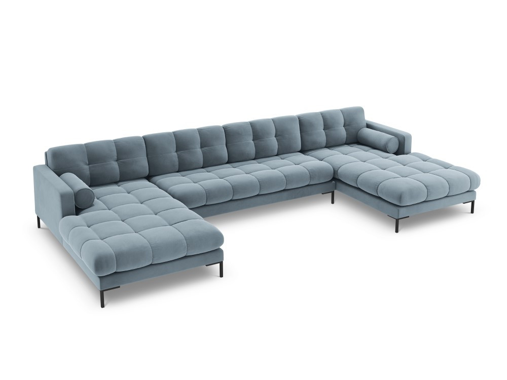 Poze Coltar 7 locuri Bali velvet/picioare negre - L383 x l185 x h75