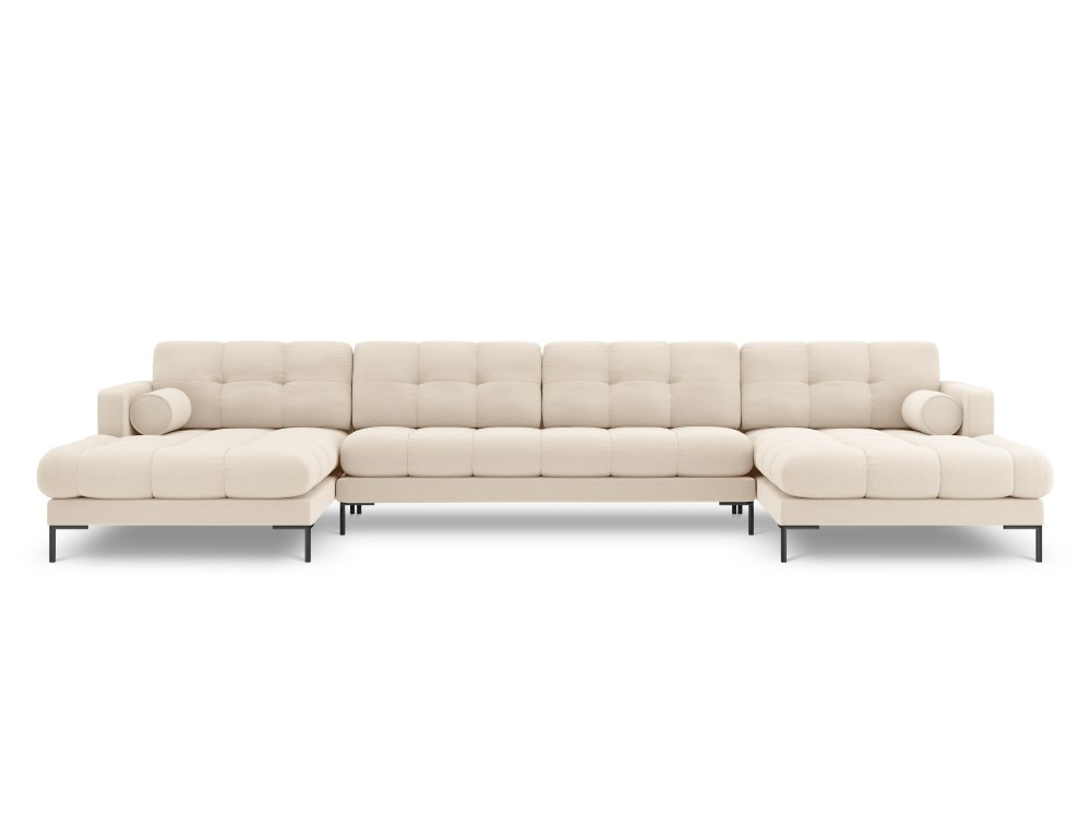 Poze Coltar 7 locuri tapitat Bali picioare negre – L383 x l185 x h75