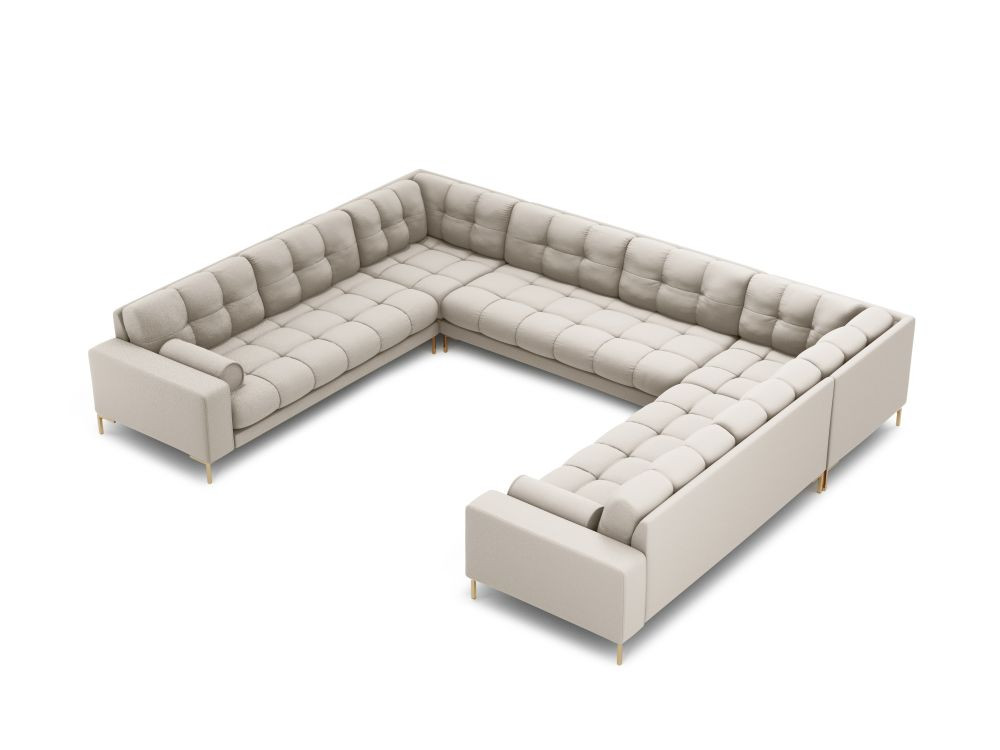 Poze Coltar 9 locuri Bali tapitat/picioare gold – L327 x l256 x h75