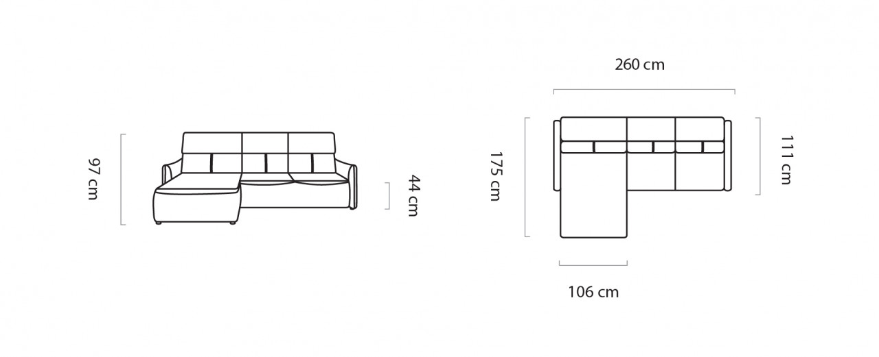Poze Coltar cu reglaj electric Mango mini - L260 x l175 x h97 cm