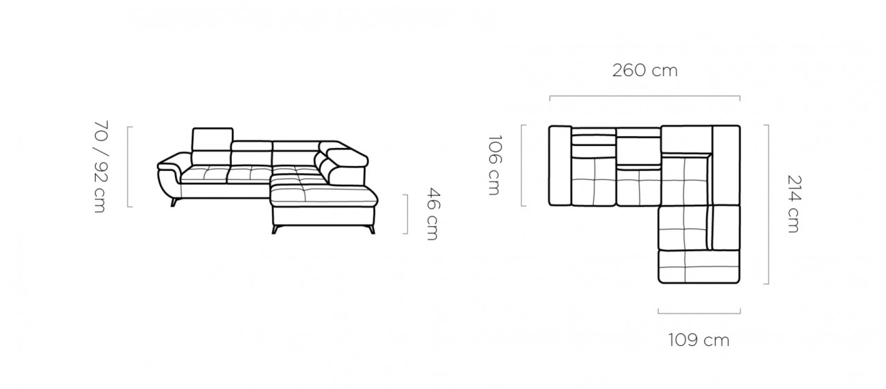 Poze Coltar extensibil Monk - L260 x l214 x h92 cm
