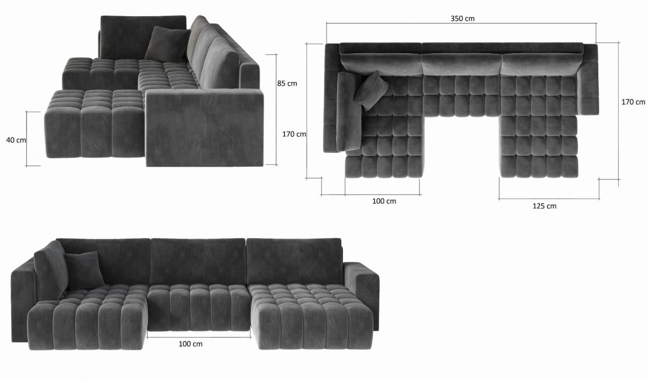 Poze Coltar living extensibil Bonito – L350 x l170 x h85 cm