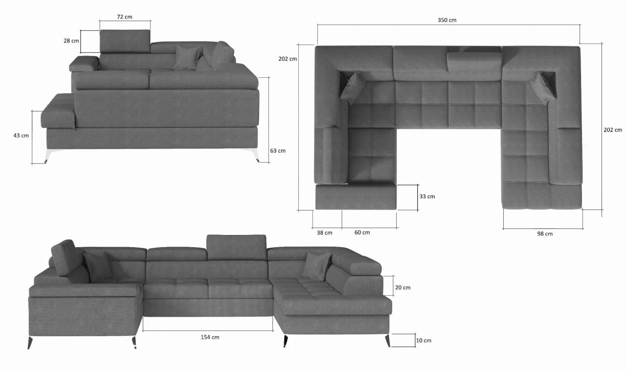 Poze Coltar living extensibil Thiago – L350 x l202 x h90 cm