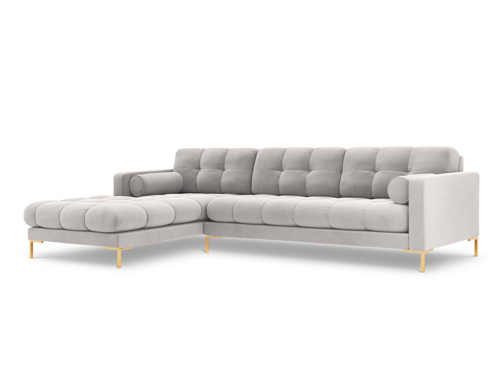 Poze Coltar tapitat Bali 5 locuri velvet/picioare gold – L293 x l185 x h75