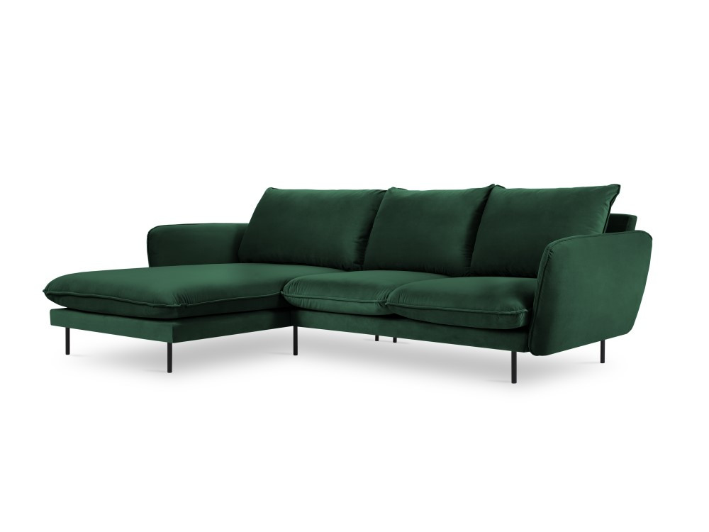 Poze Coltar tapitat Vienna 5 locuri velvet/picioare negre – L255 x l170 x h95