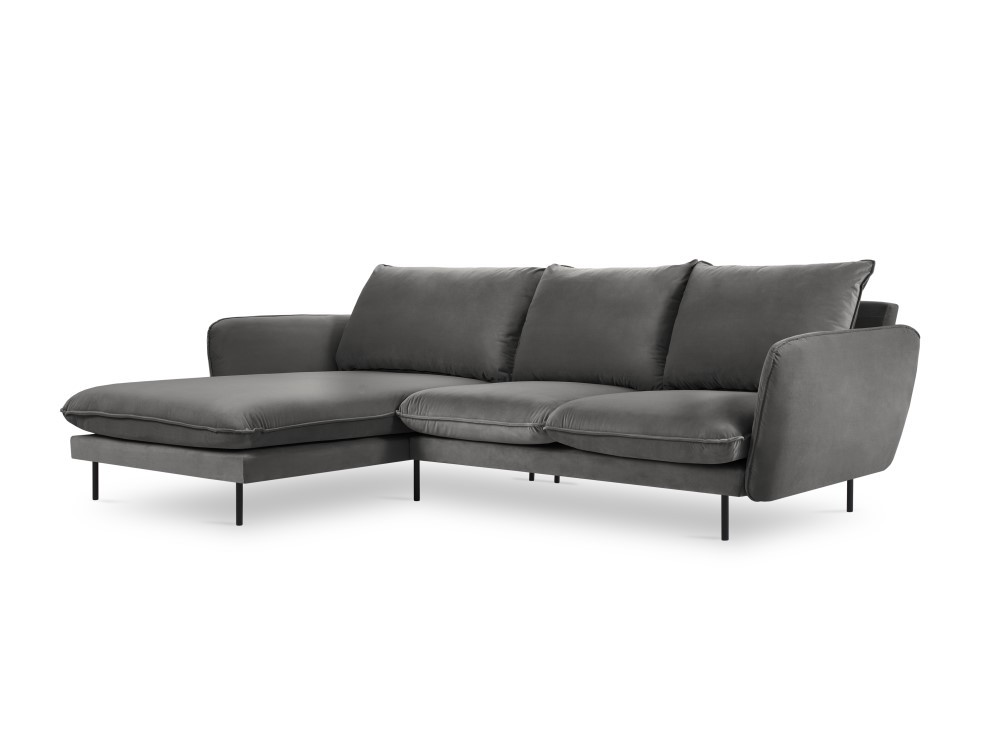 Poze Coltar tapitat Vienna 5 locuri velvet/picioare negre – L255 x l170 x h95