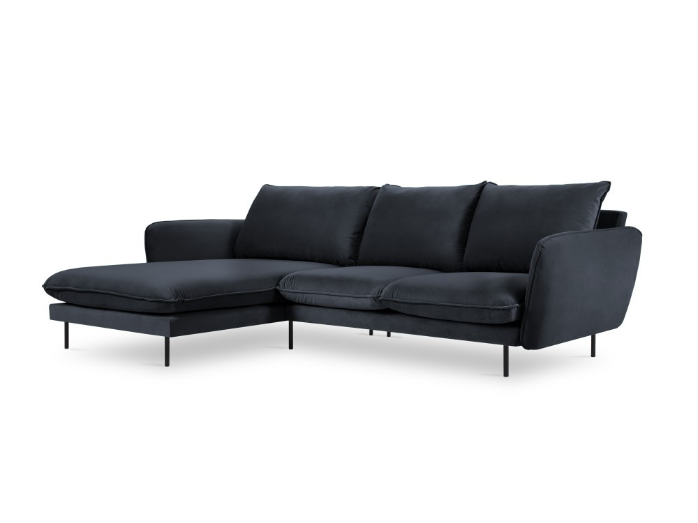 Poze Coltar tapitat Vienna 5 locuri velvet/picioare negre – L255 x l170 x h95