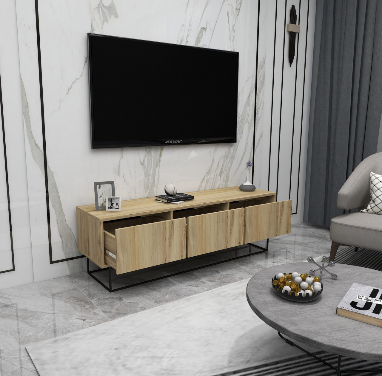 Poze Comoda TV Kordon 140 natur / negru