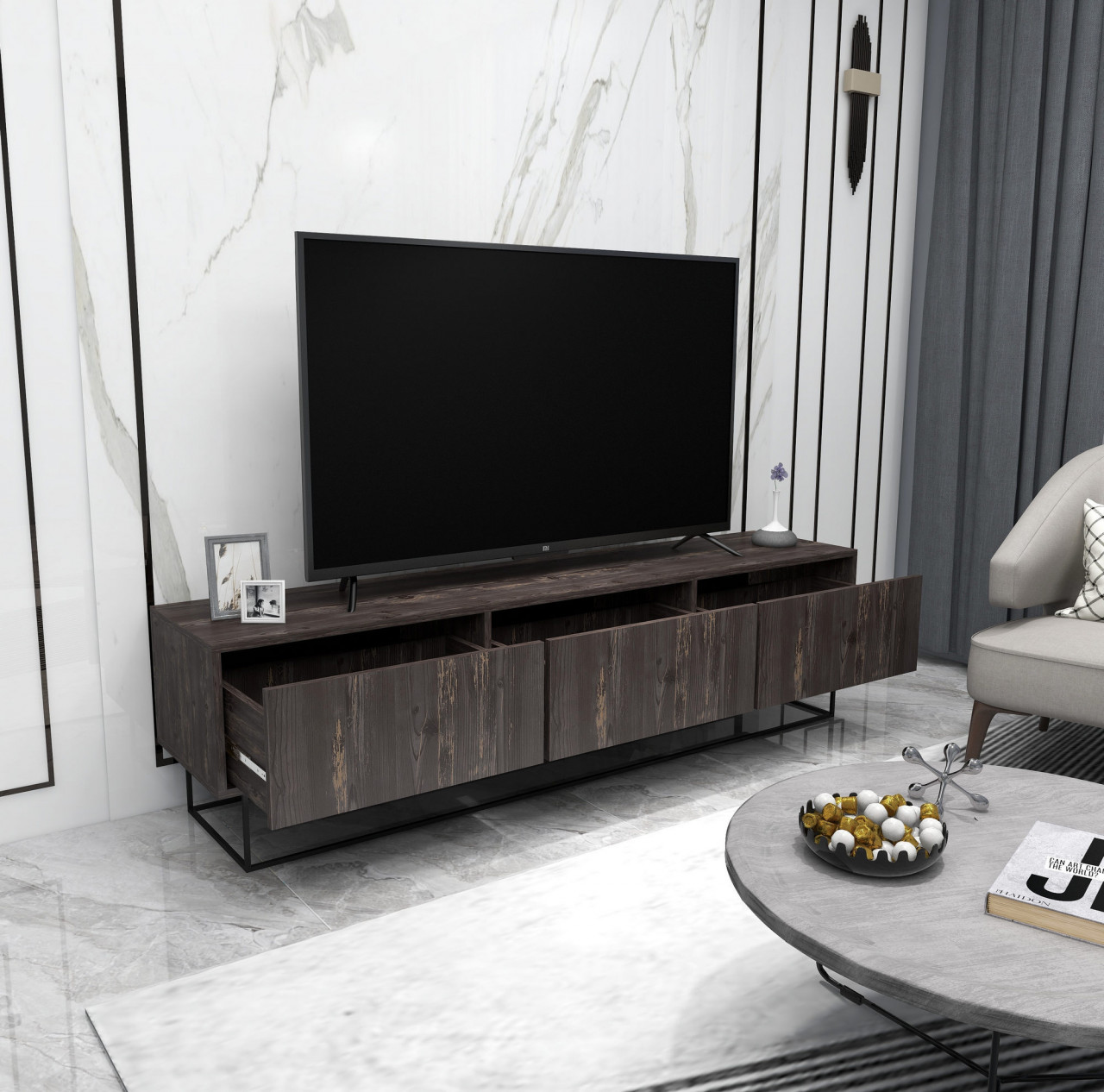 Poze Comoda TV Kordon 180 maro inchis/negru