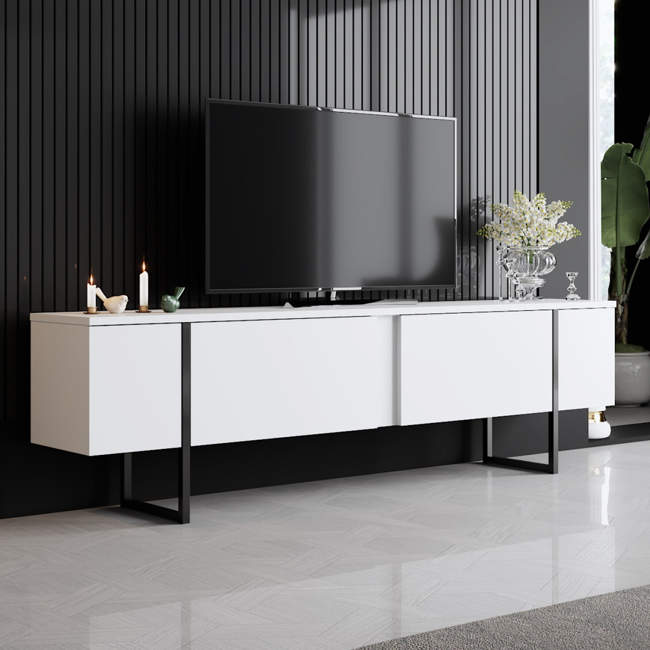 Poze Comoda TV Luxe alb / negru