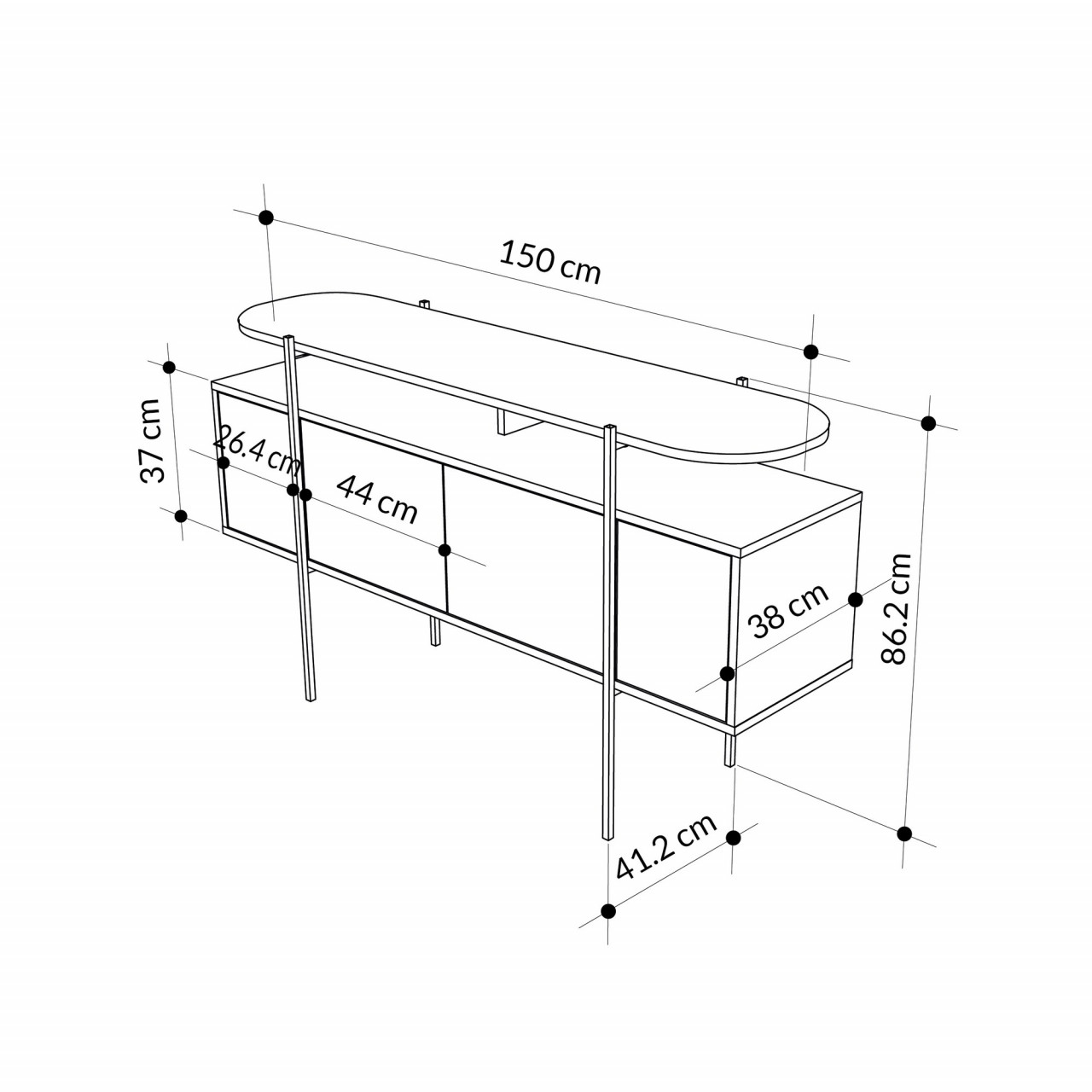 Poze Consola Hanley alb/marmura neagra L150 cm - H86,2 cm