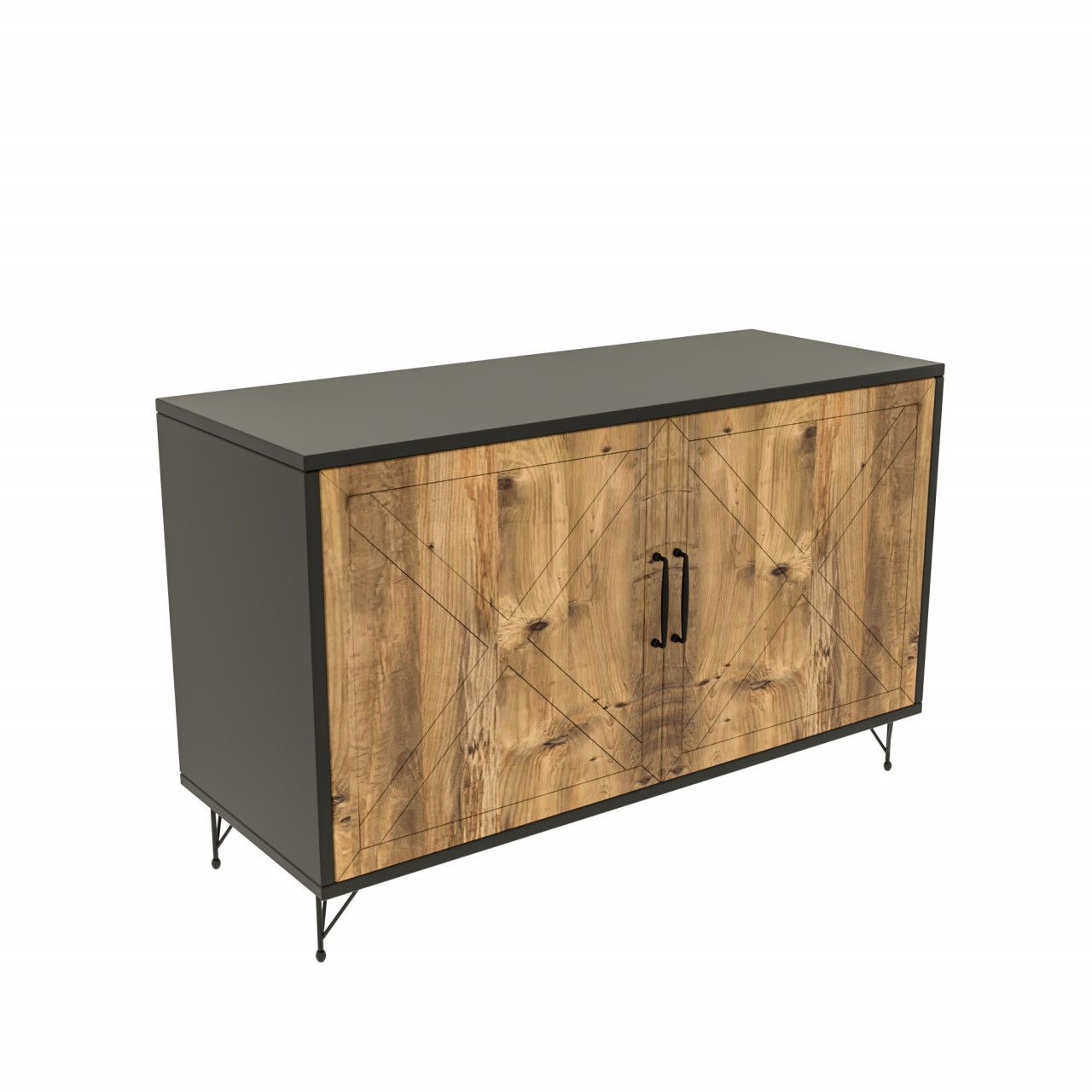 Poze Consola Jupiter MDF stejar/antracit L100 cm - H77 cm