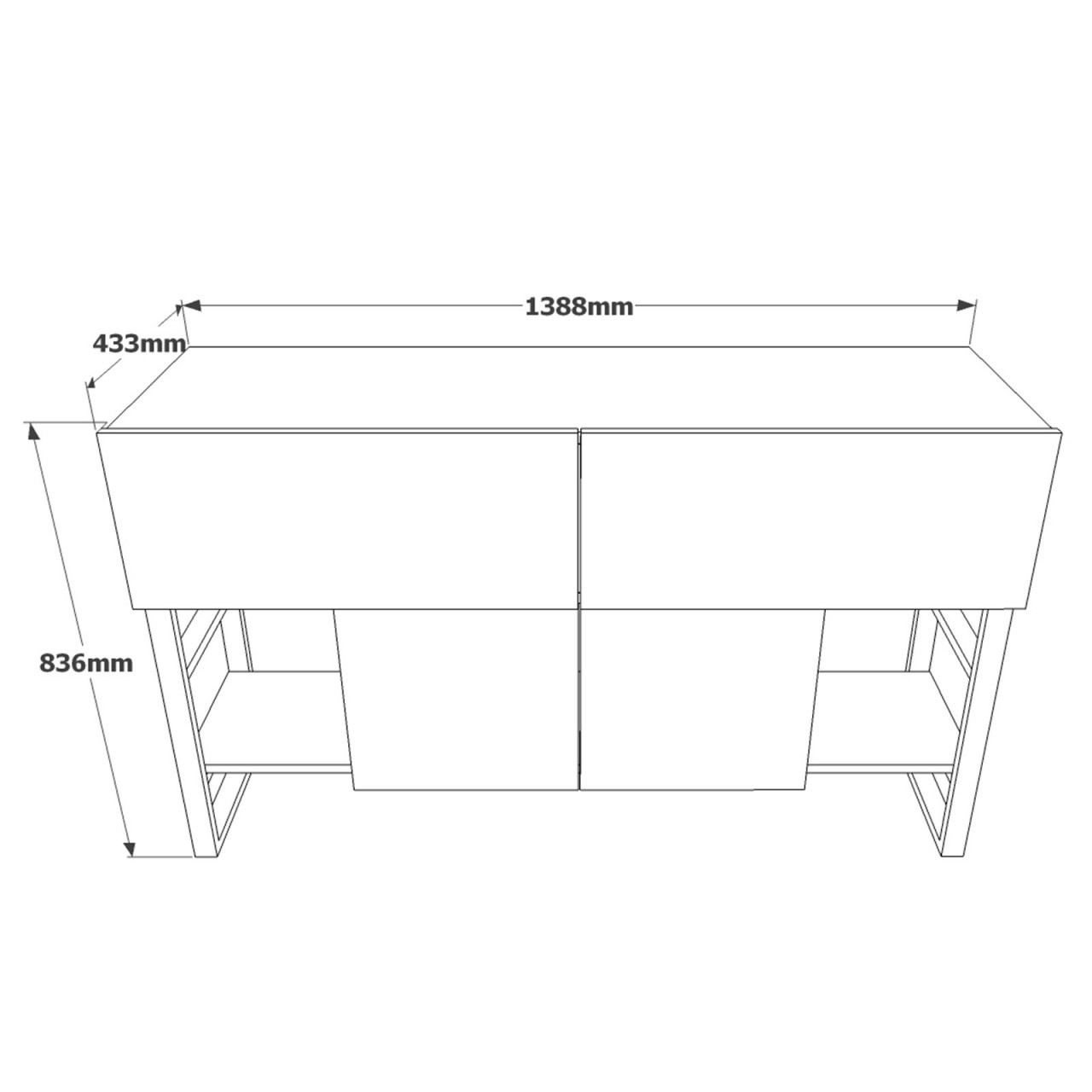 Poze Consola ML26-A MDF L139 cm - H83,6 cm + Oglinda L139 cm - H41,2 cm