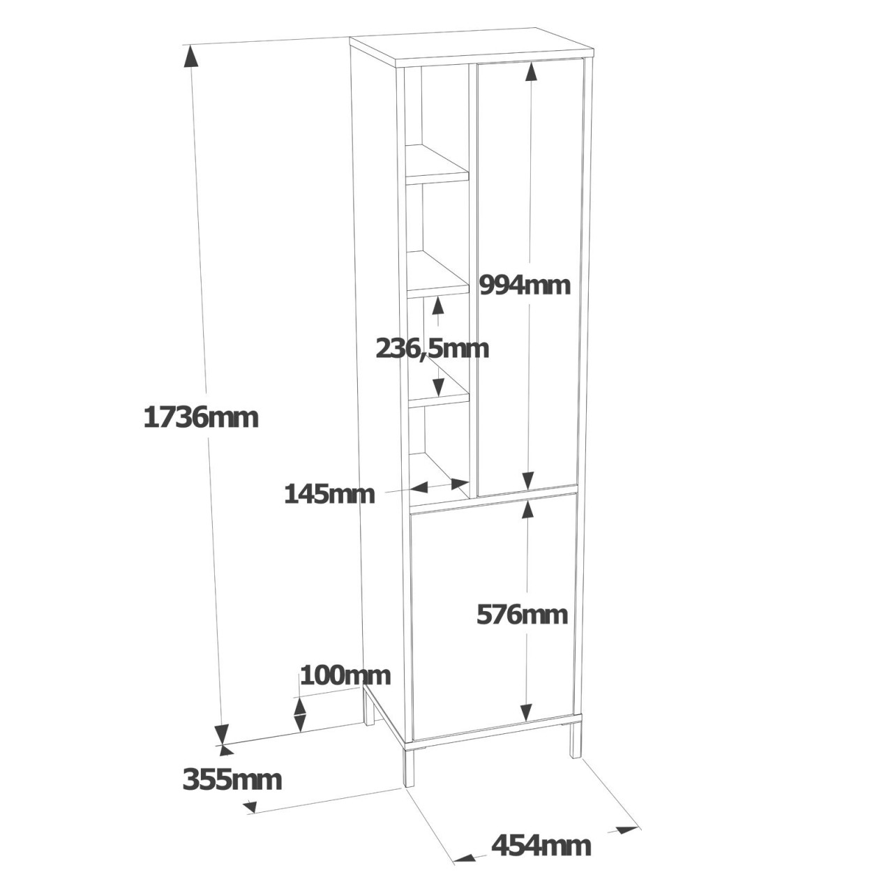 Poze Dulap MDF baie VI2-W alb L45 cm - H173,6 cm