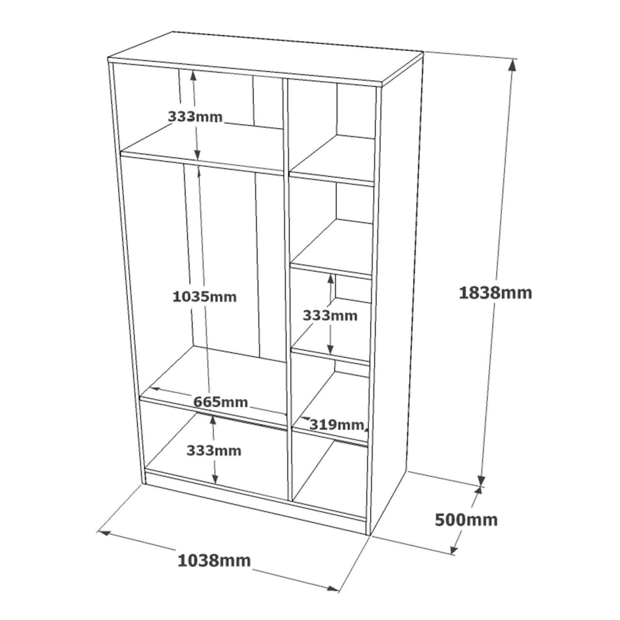 Poze Dulap MDF pentru haine HM1 - RG L103,8 cm - H183,8 cm
