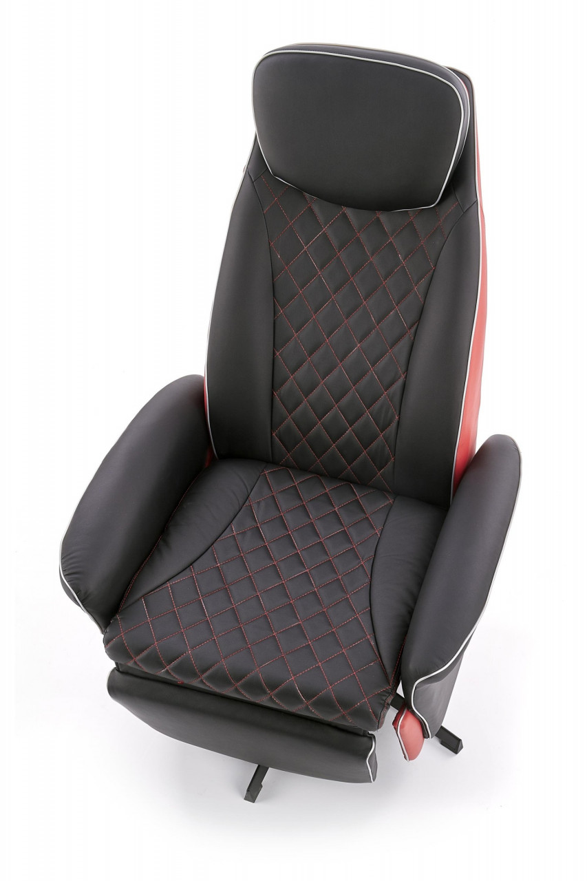 Poze Fotoliu recliner tapitat Camaro negru-rosu - H 112-86 cm
