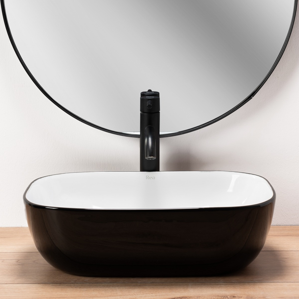Poze Lavoar Belinda ceramica sanitara negru/alb - 46,5 cm