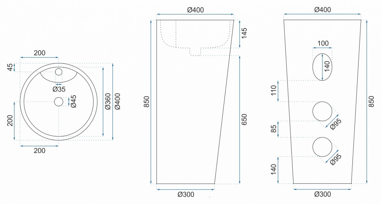 Poze Lavoar Blanka freestanding ceramica sanitara - H85 cm