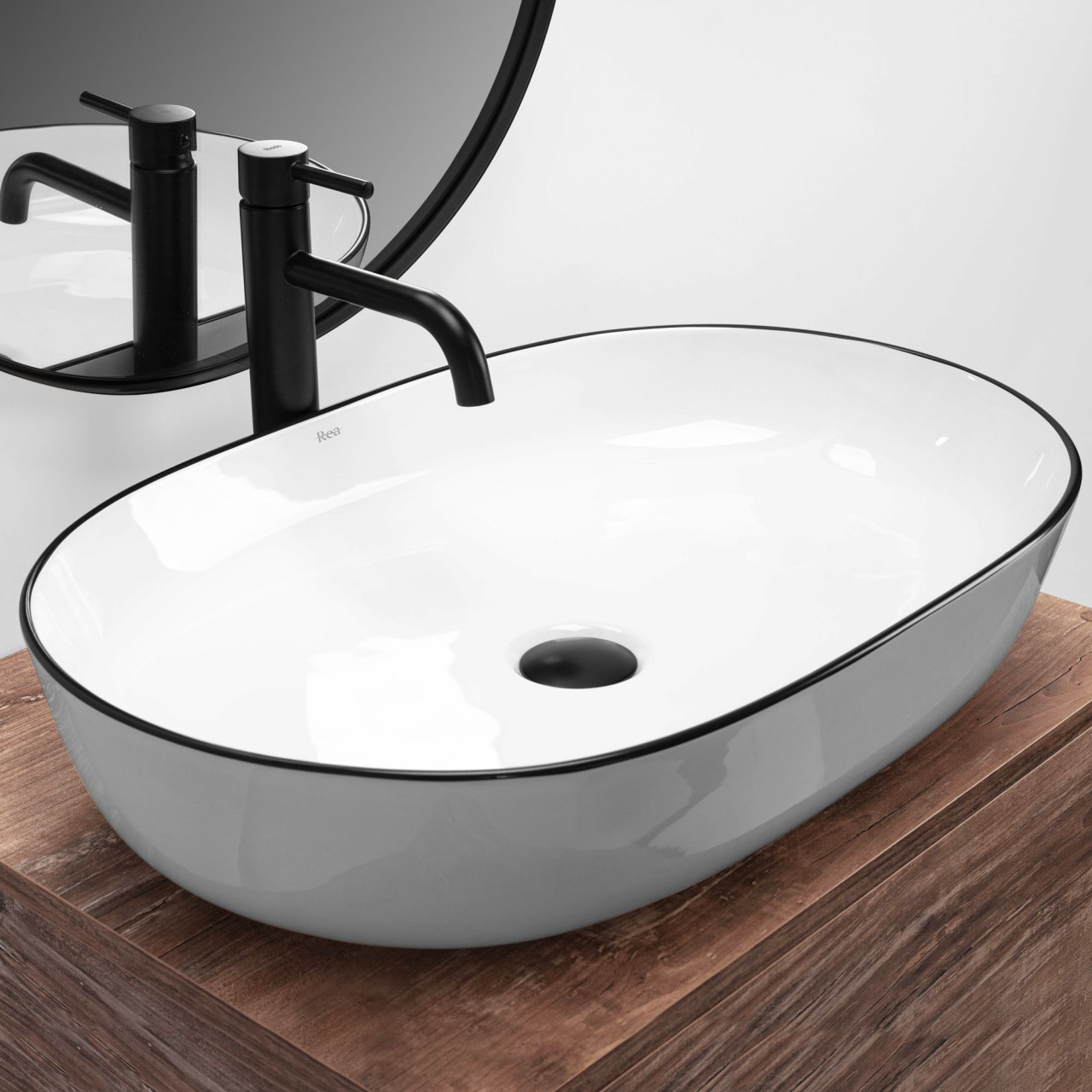 Poze Lavoar Cleo ceramic edge alb/negru
