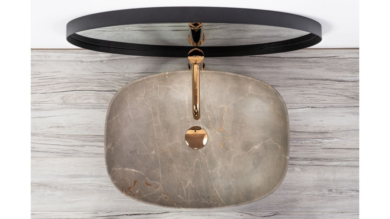 Poze Lavoar Freja Marmura Beige ceramica sanitara - 51 cm